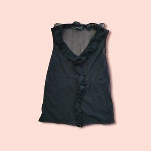 Small Black sheer ruffled tank top blouse